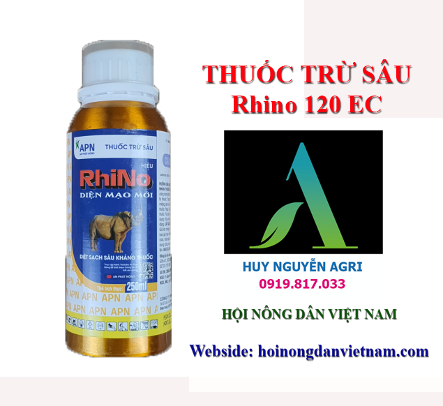THUỐC TRỪ SÂU Rhino 120 EC ATT -Diệt trừ các loại sâu kháng thuốc chai 250ml hoinongdanvietnam.com AGRI THUẬN THIÊN